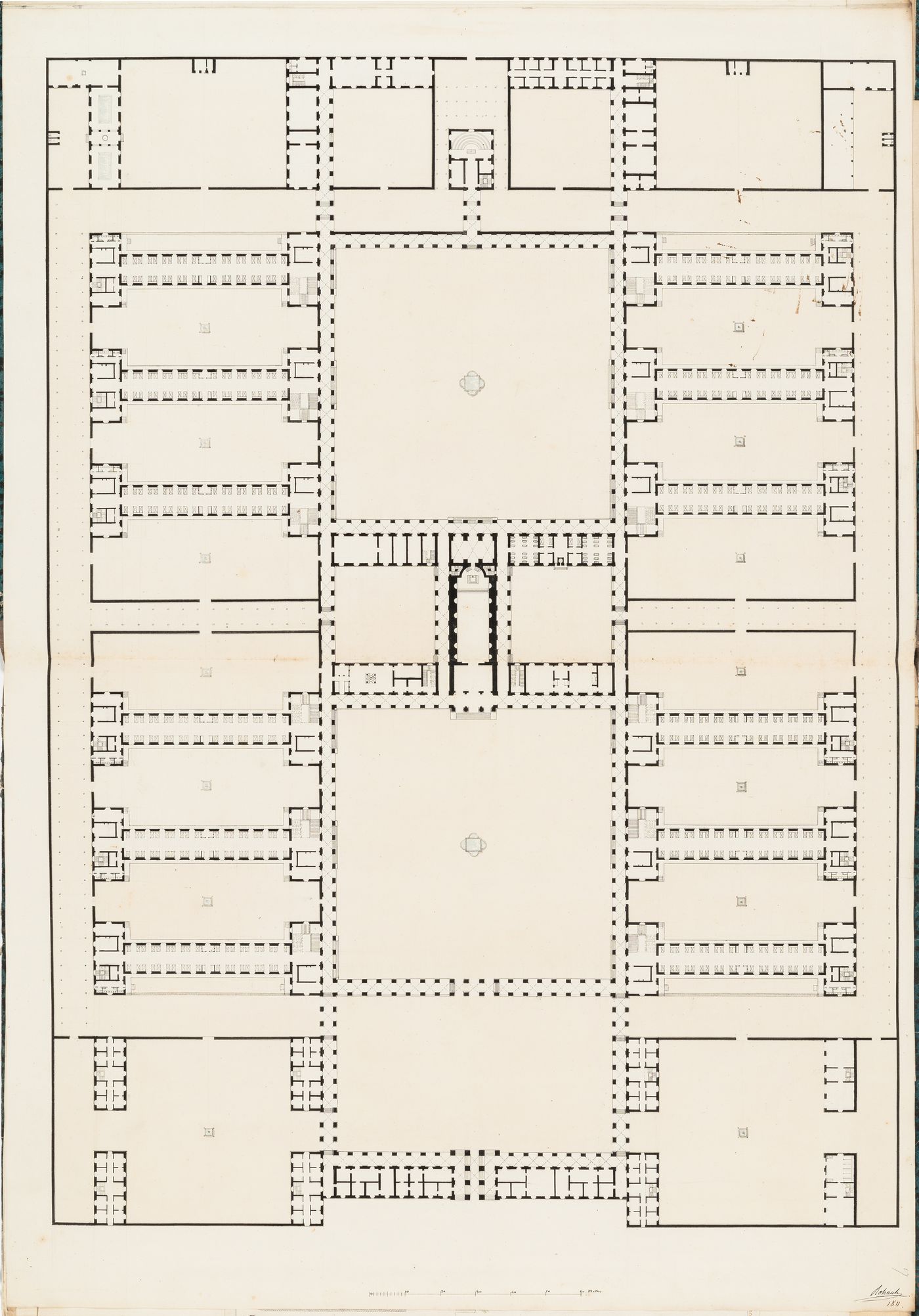 Ideal hospital for 1000 to 1200 patients, Paris: Plan