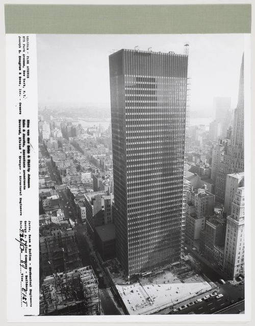 Seagram building under construction, 375 Park avenue, New York, N.Y., east view