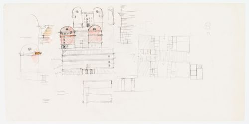 Project for a residential building for the Campo di Marte area of La Giudecca, Venice, Italy: sketches (elevations, plans, details)