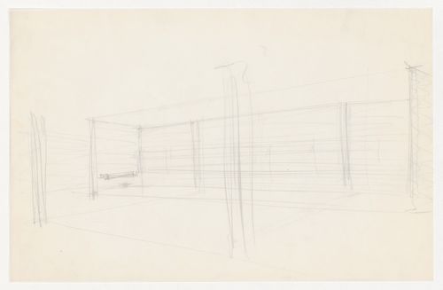 Interior perspective sketch for the Metallurgy Building, Illinois Institute of Technology, Chicago