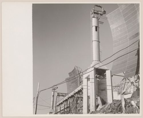 View of BC Tel troposcatter telecommunication system, Trutch Island, British Columbia, Canada