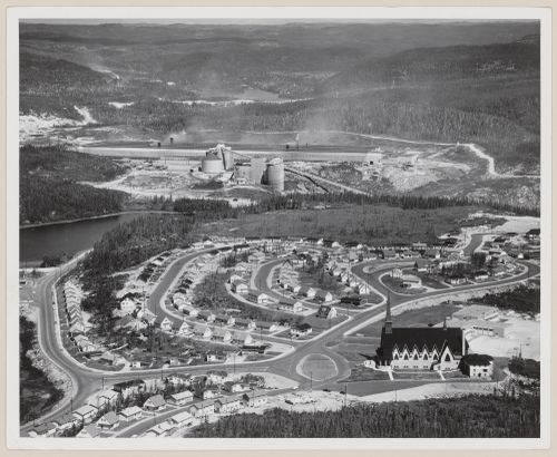 Baie Comeau North with British Canadian Aluminium Company complex in background, Quebec