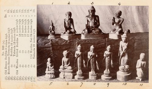 View of statues, F. Beato Limited, C Road, Mandalay, Burma (now Myanmar)