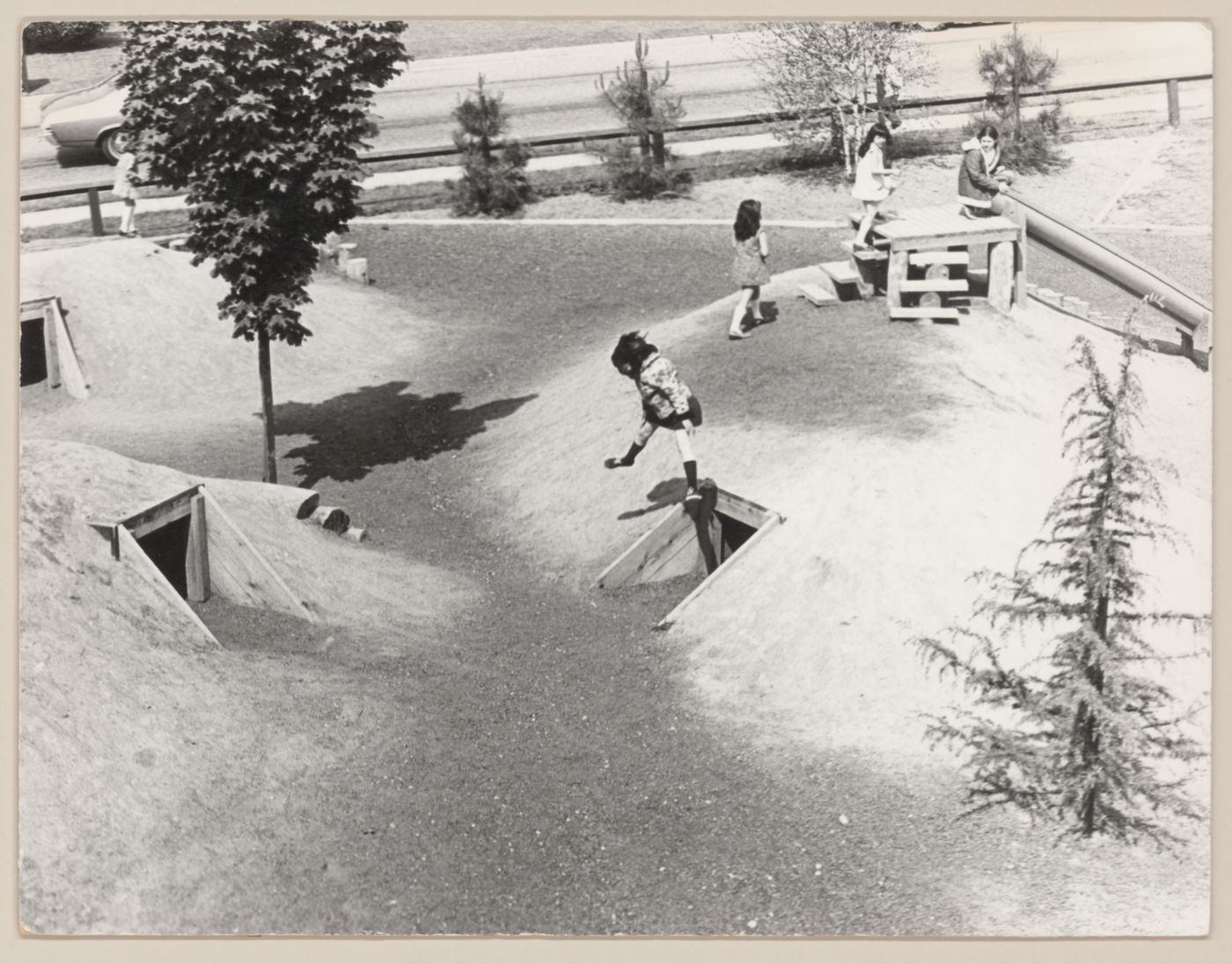 View of children playing in Talmud Torah School Playground, Vancouver, British Columbia