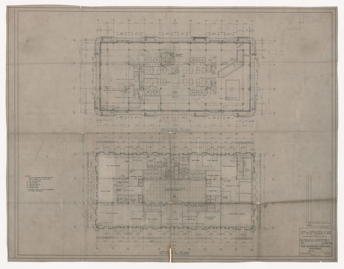 Floor plans for Dominion Square Building, Montreal, Québec