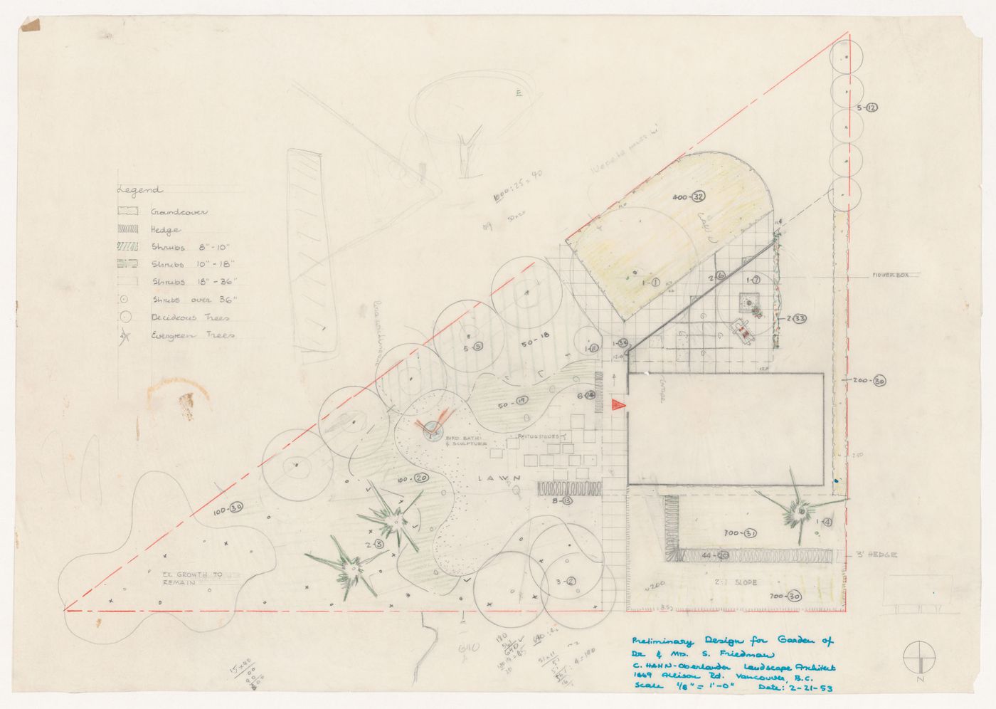Preliminary landscape plan for Dr. and Mrs. S. Friedman Garden, Vancouver, British Columbia