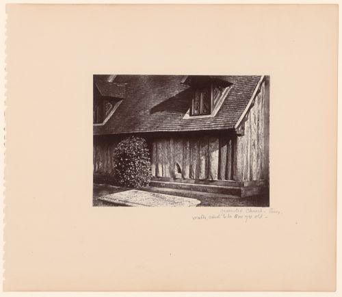 View of exterior wall and windows at Greensted Church, Essex, England