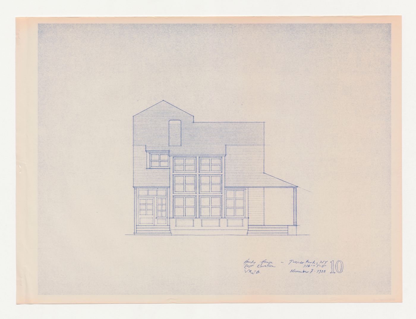 East elevation for the Hanks-Paré Residence, Tuxedo Park, New York