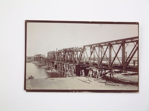 View of railway bridge in course of renewal in Al-Bara, Syria