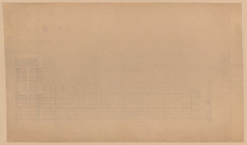 Monadnock Building, Chicago: Front elevation with bay window details for the sixteen-storey steel frame project