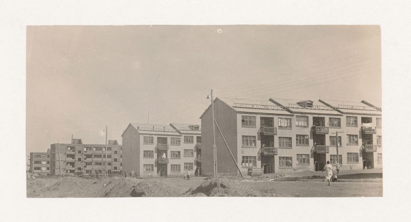 View of the First Block showing housing, Magnitogorsk, Soviet Union (now in Russia)