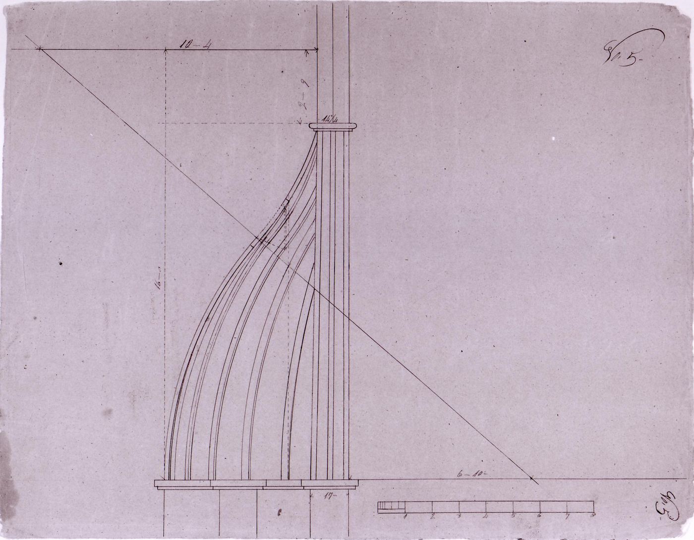 Elevation for a ribbed ceiling vault for Notre-Dame de Montréal