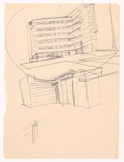 Sketch perspectives for Habitações Colectivas da Sacor, Matosinhos, Portugal