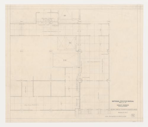 Plan du plancher de l'étage 1 : bandes de laiton et joints de dilatation, Imprimerie Nationale du Canada, Hull, Québec, Canada