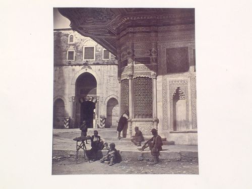 Partial view of the Fountain of Sultan Ahmed III with the Imperial Gate (also known as the Bab-i Hümayun) of the Topkapi Palace in the background, Constantinople (now Istanbul), Ottoman Empire (now in Turkey)
