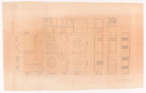 Floor plan and elevations for Banco Pinto & Sotto Mayor, Lamego, Portugal