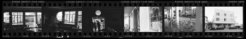 Strip of negatives of retirement hotels, Miami, Florida