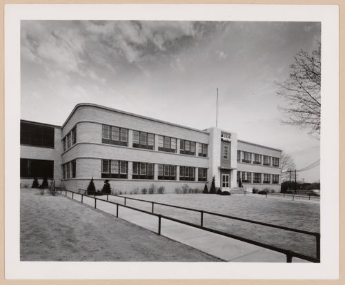 View of the principal façade of the Administration Building, General Motors Corporation Buick division Airplane Assembly Plant, Flint, Michigan
