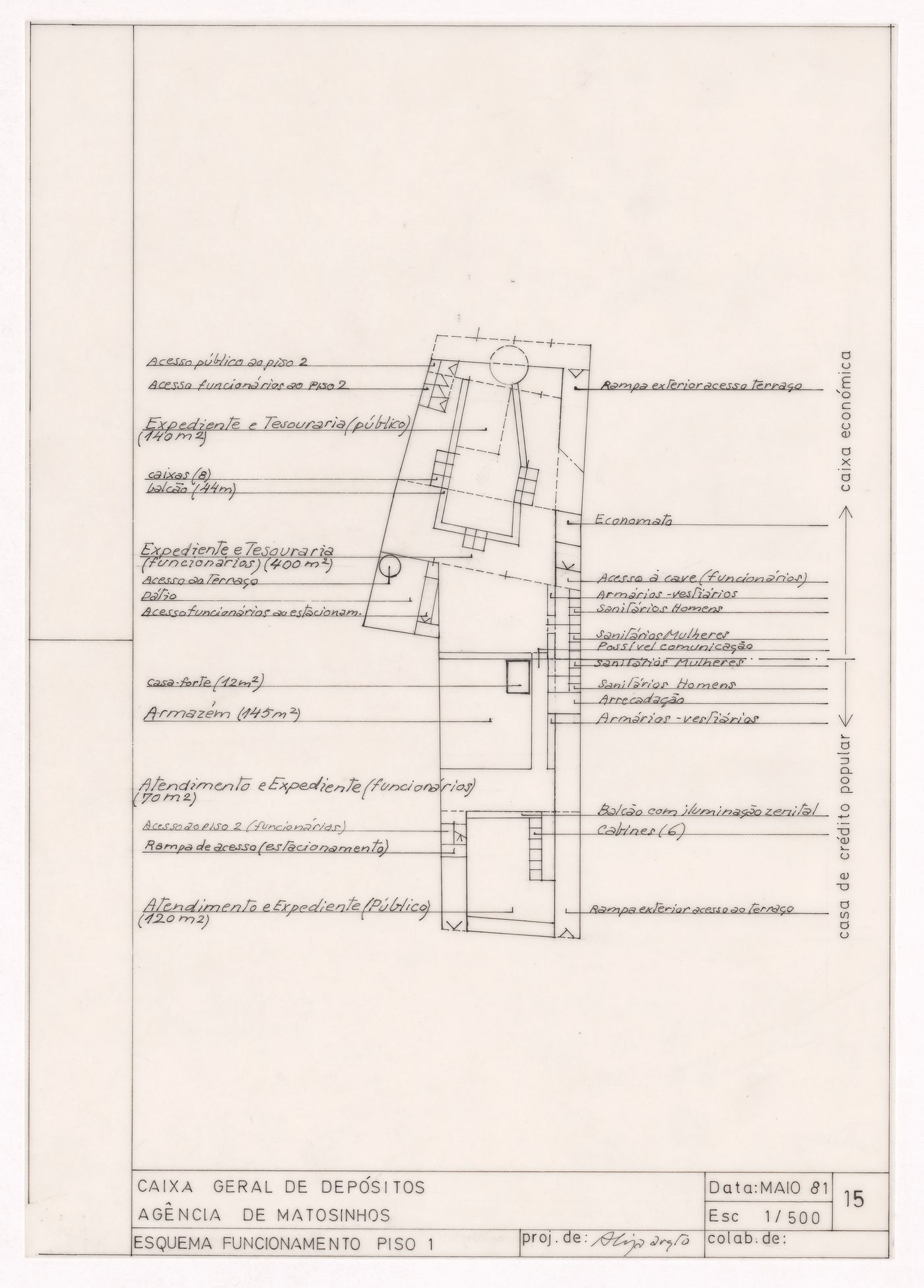 First floor plan for Caixa Geral de Depósitos, Matosinhos, Portugal