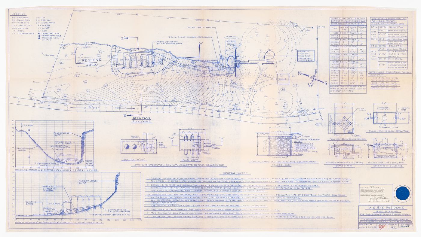 Bye House: basic site plan for a sub-surface sewage disposal system