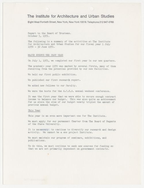 Report to the Board of Trustees