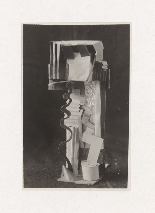 Photograph of a student model on the topic "Complex Composition Showing Combination of Texture, Material and Form of the Frontal Surface" for the "Space" course at the Vkhutemas (Higher State Artistic Technical Studios), Moscow