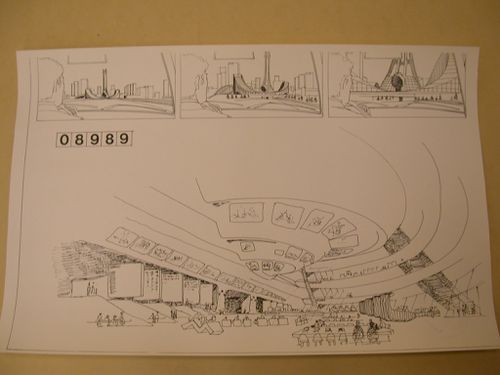 Reprographie d'un dessin, Tour de la Défense, Concours international d'architecture pour la Tête Défense, Paris, France : Perspectives
