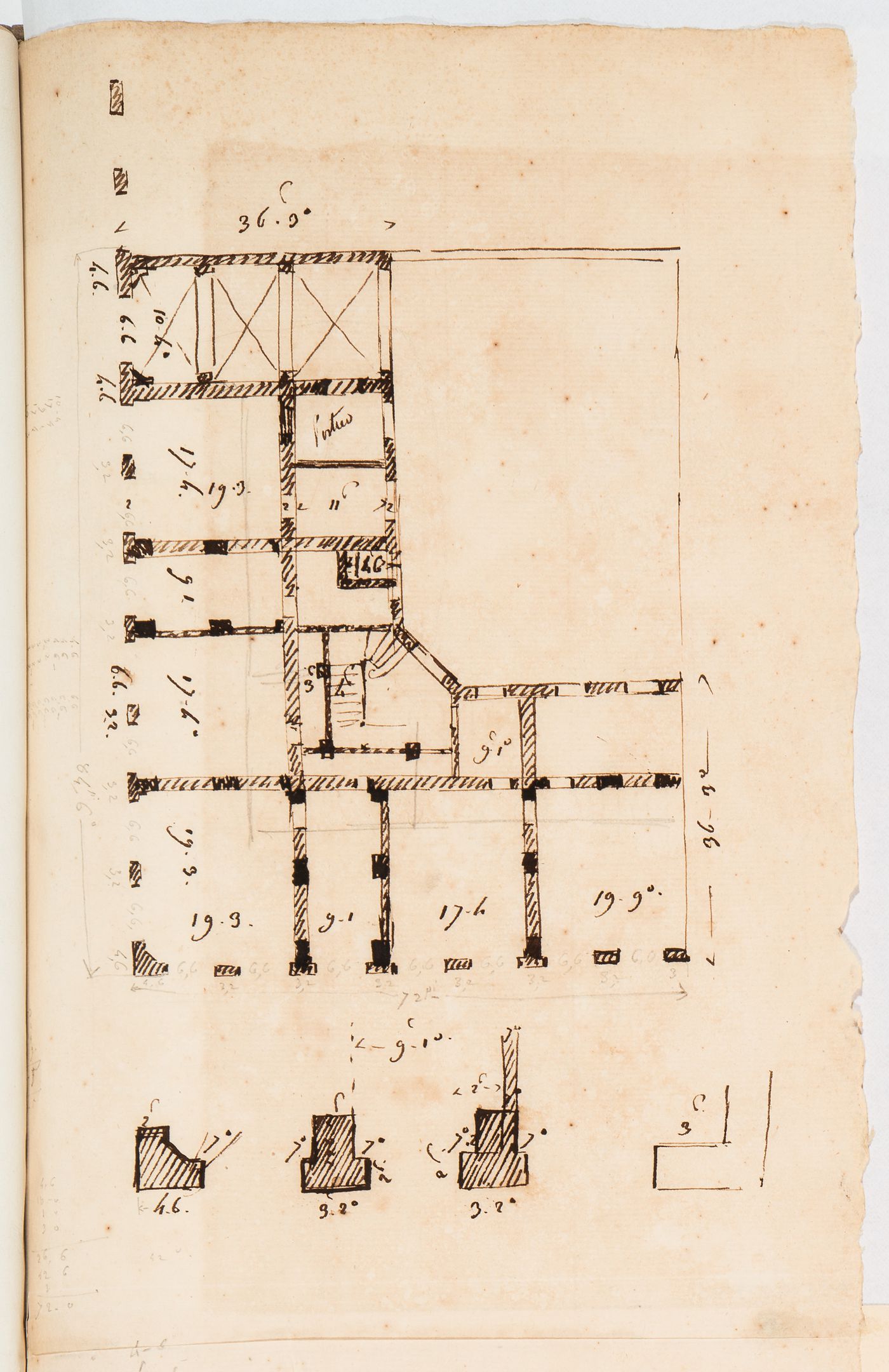 Sketch plan, possibly for a hôtel for the de Lorgeril family in Rennes