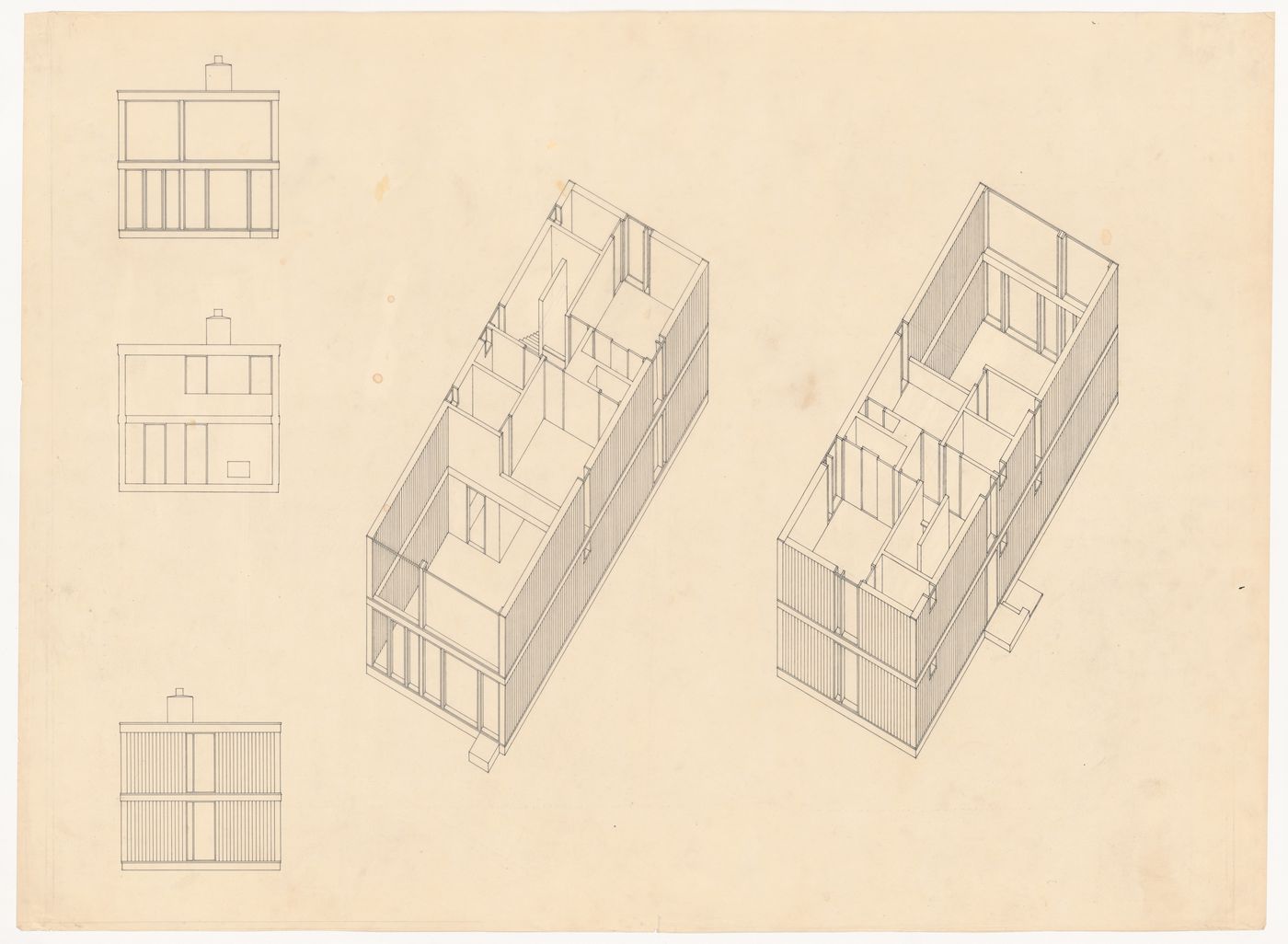 Axonometrics and elevations for Ithaca House