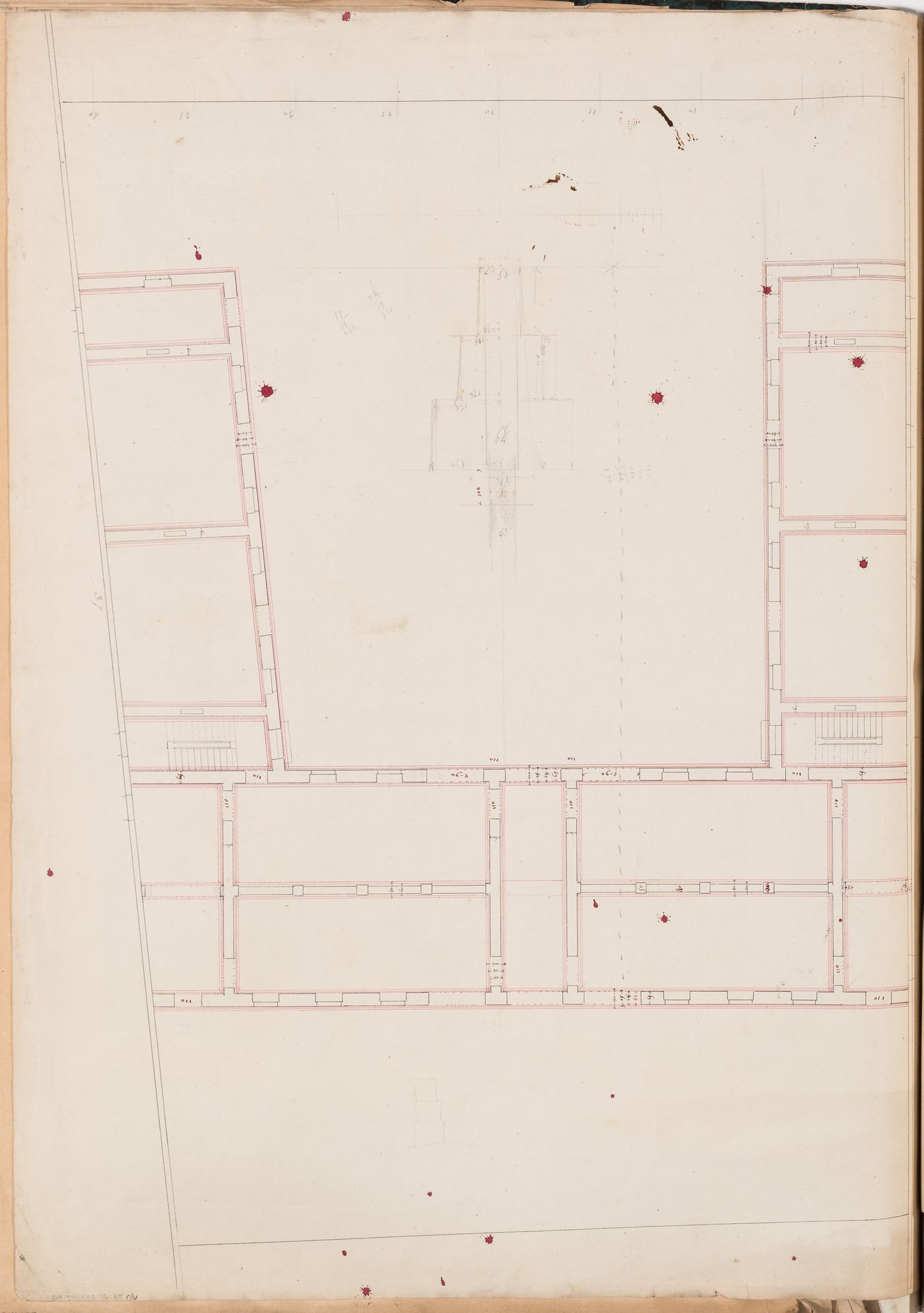 Project for the caserne de la Gendarmerie royale, rue Mouffetard: First floor plan; verso: Project for the caserne de la Gendarmerie royale, rue Mouffetard: Partial plan