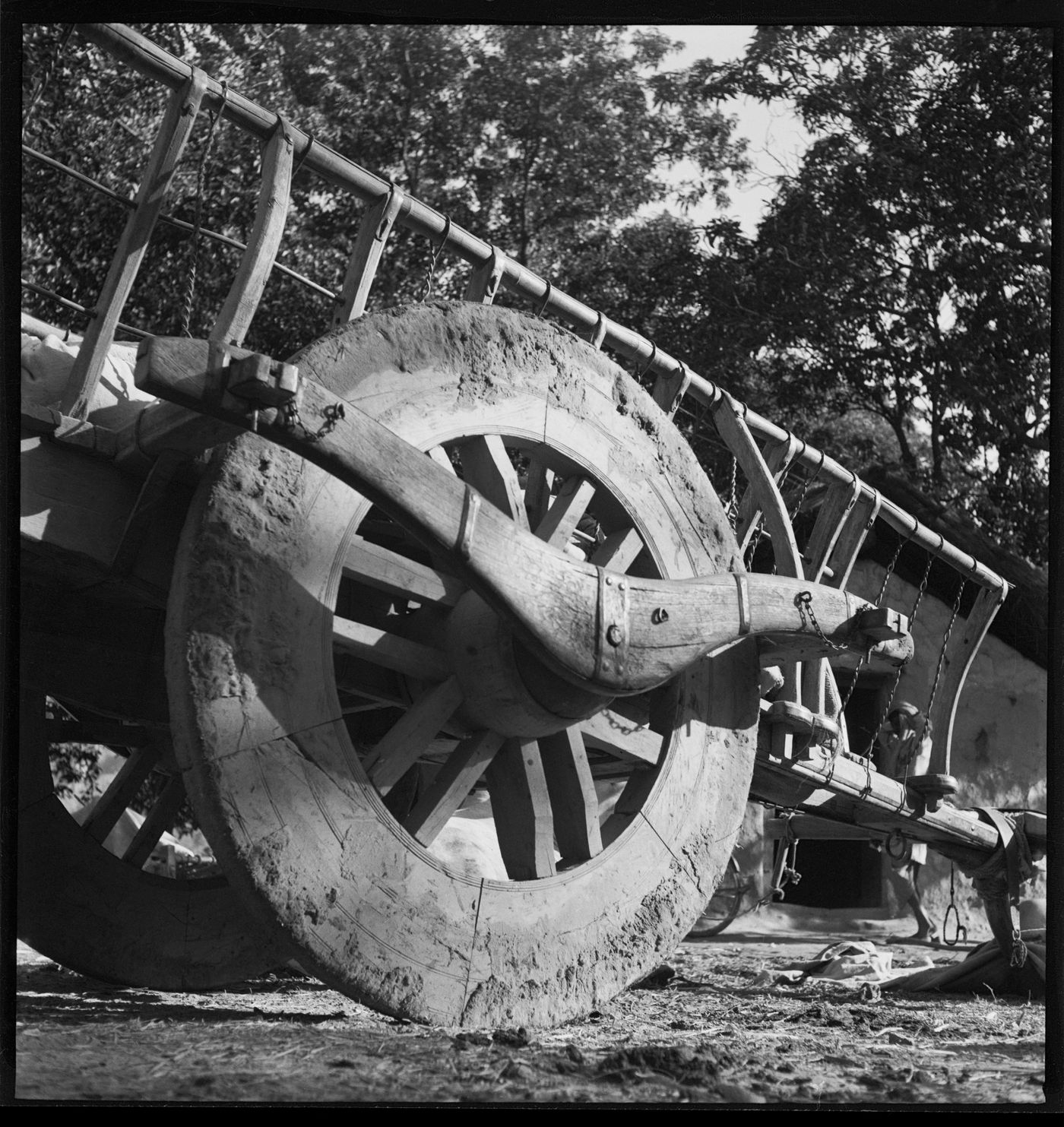 Wheel of a cart in Chandigarh's area before the construction, India