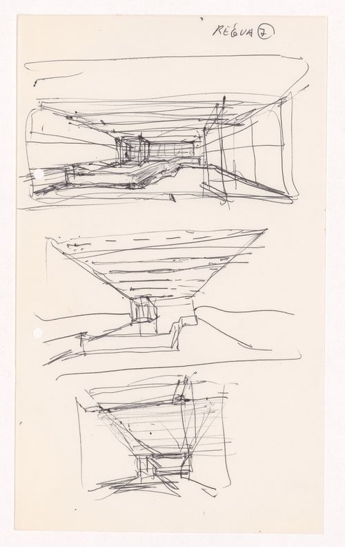 Sketch perspectives for Banco Pinto & Sotto Mayor, Régua, Portugal