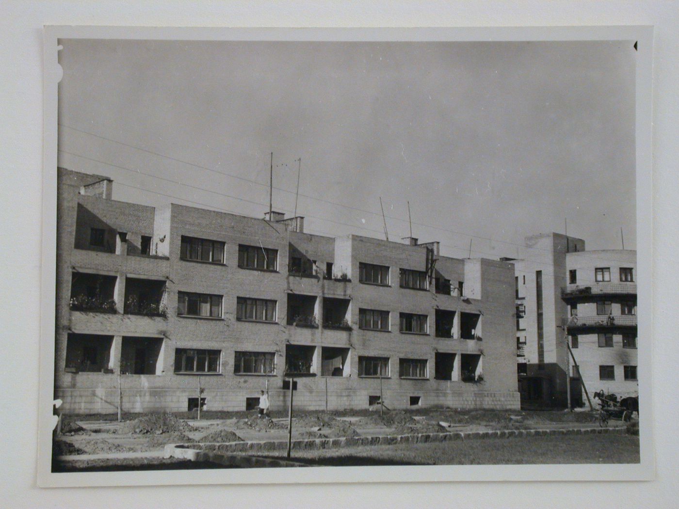 Exterior view of communal housing, Zaporozhe, Soviet Union (now in Ukraine)