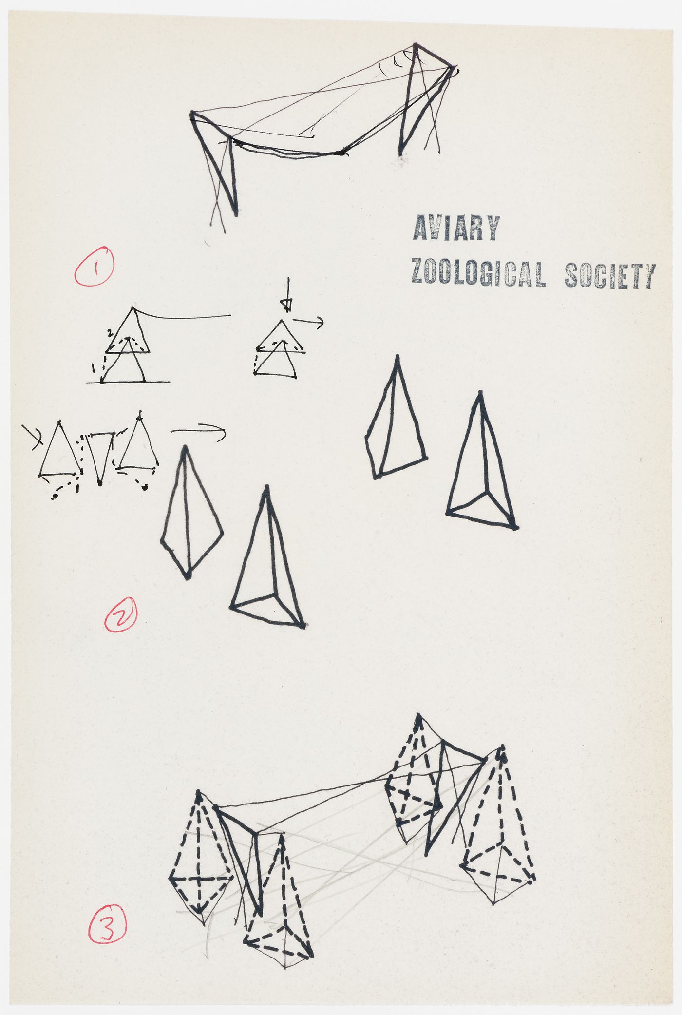 Conceptual sketches for the Aviary at the London Zoo, London, England