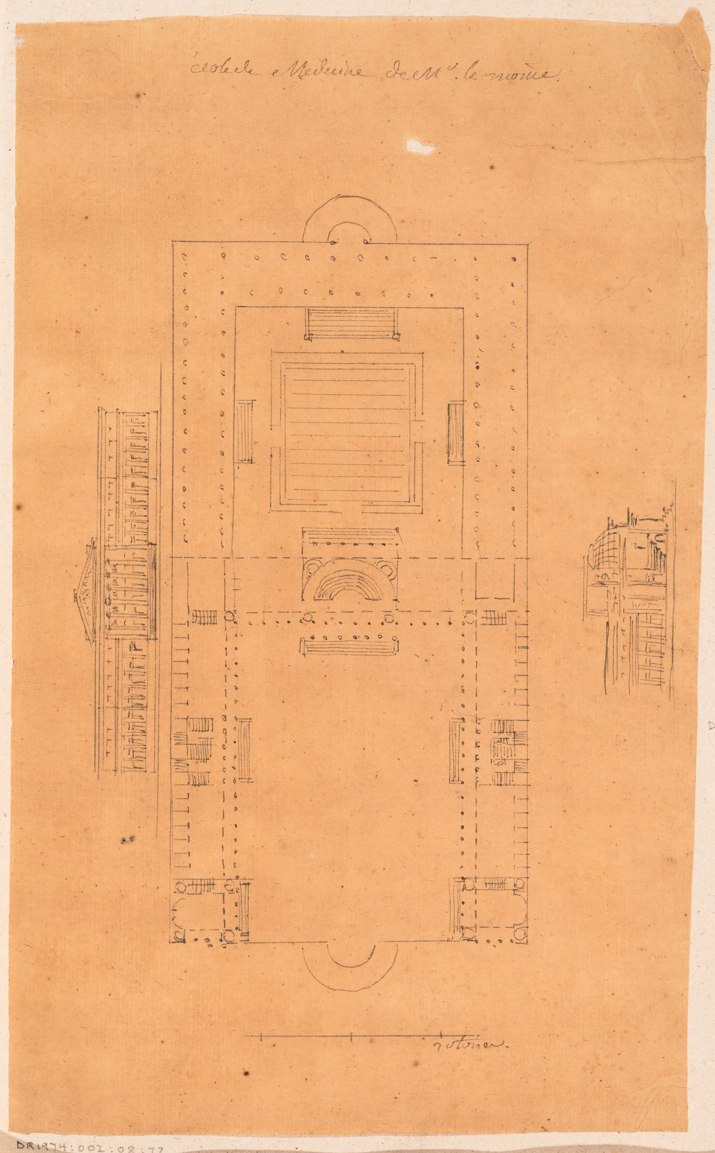 1775 Grand Prix Competition: Plan of an École de médecine and other medical buildings