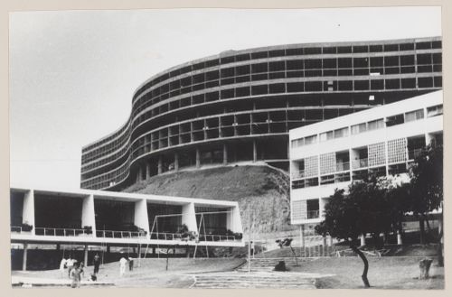 View of Pedregulho housing development, under construction, Rio de Janeiro, Brazil
