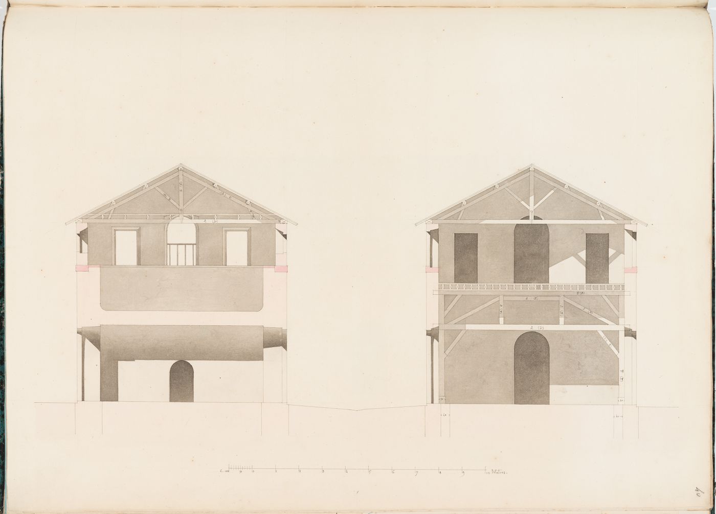 Cross section for a reservoir and a manège, Parc de Clichy