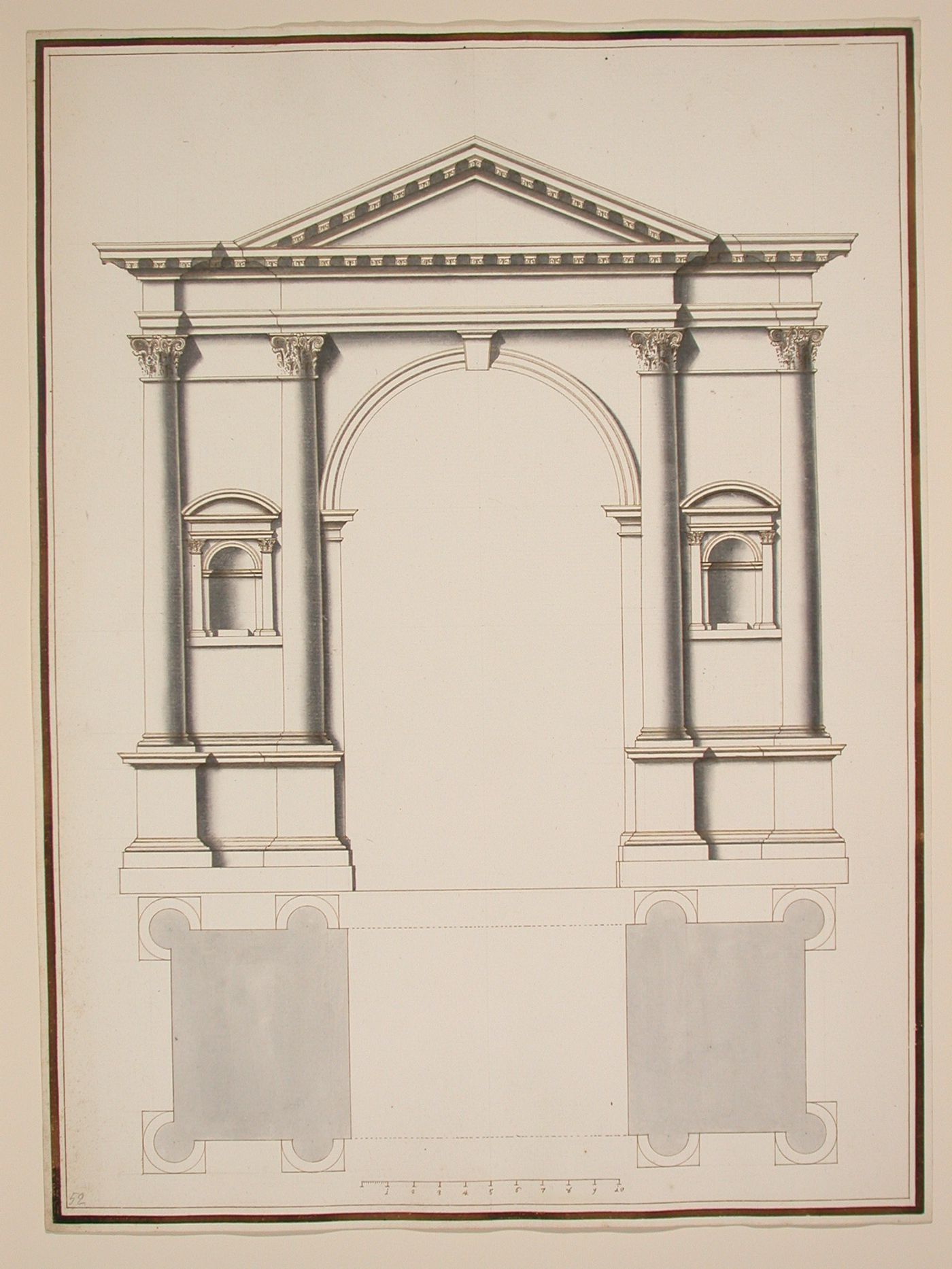 Plan and elevation of a triumphal arch