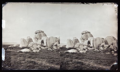 Stereograph of large boulders, California, United States of America