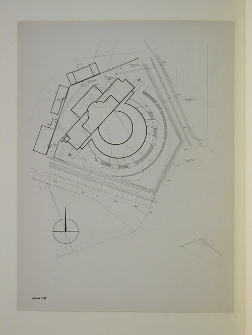 Photograph of a site plan for a Red Army Theater, Moscow