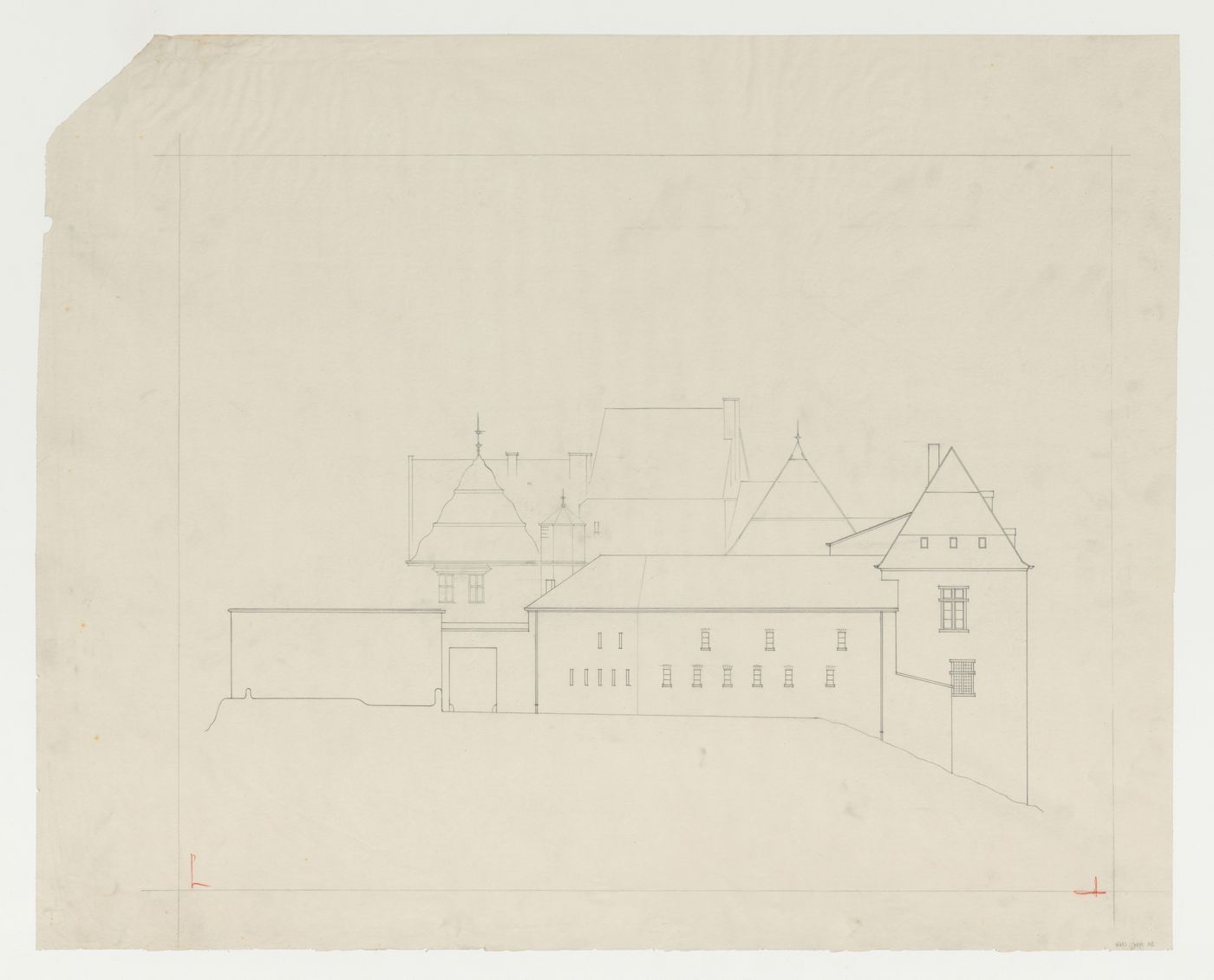 Elevation for an addition to an existing building, possibly a school, Limburg an der Lahn, Germany