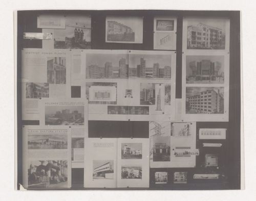View of photographs and illustrated pages, pinned to presentation boards used for didactic purposes by the professors of the Basic Course at the Vkhutemas and the Vkhutein, Moscow