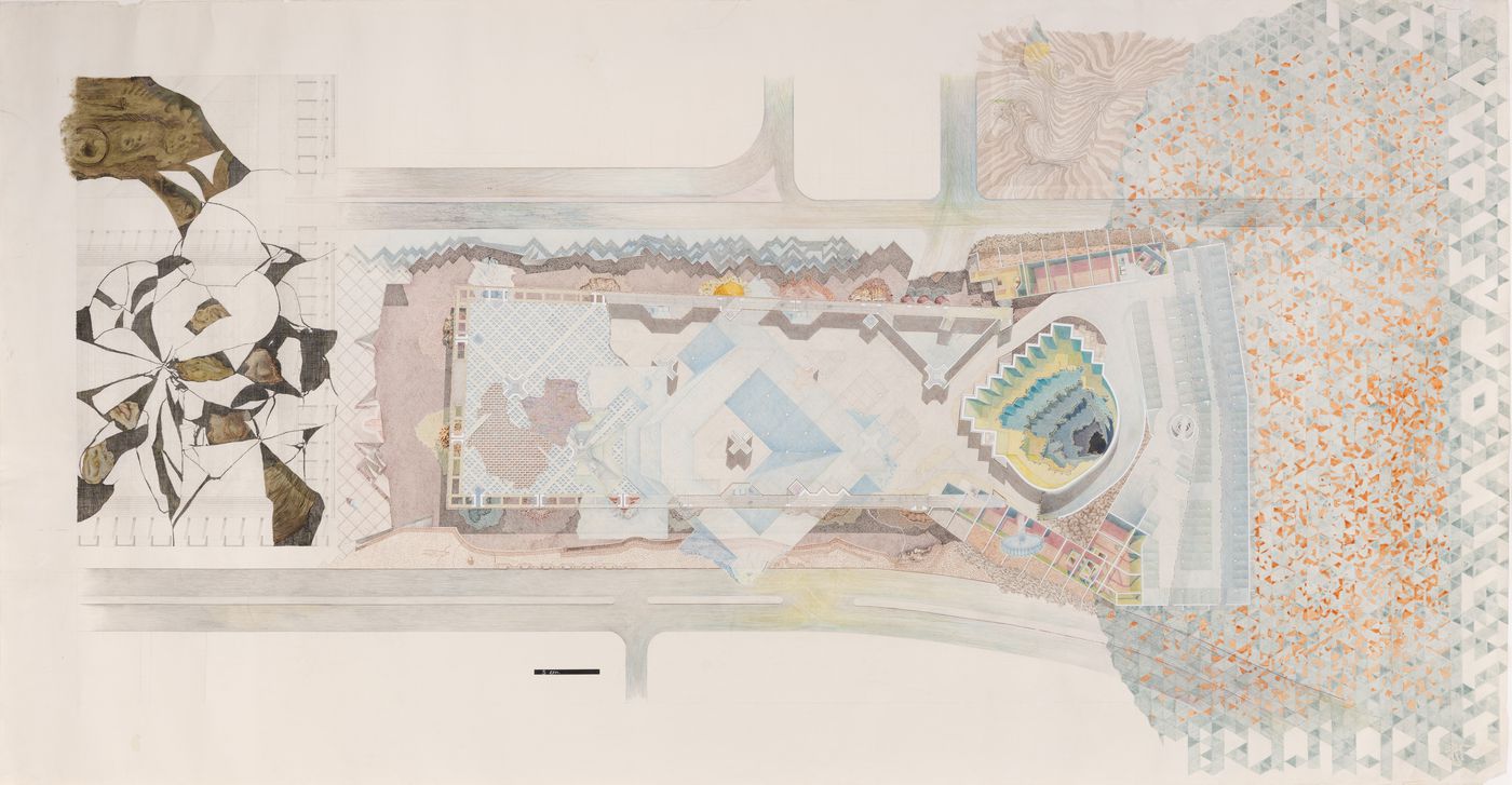 Plan for Pahlavi National Library Competition, Tehran, Iran