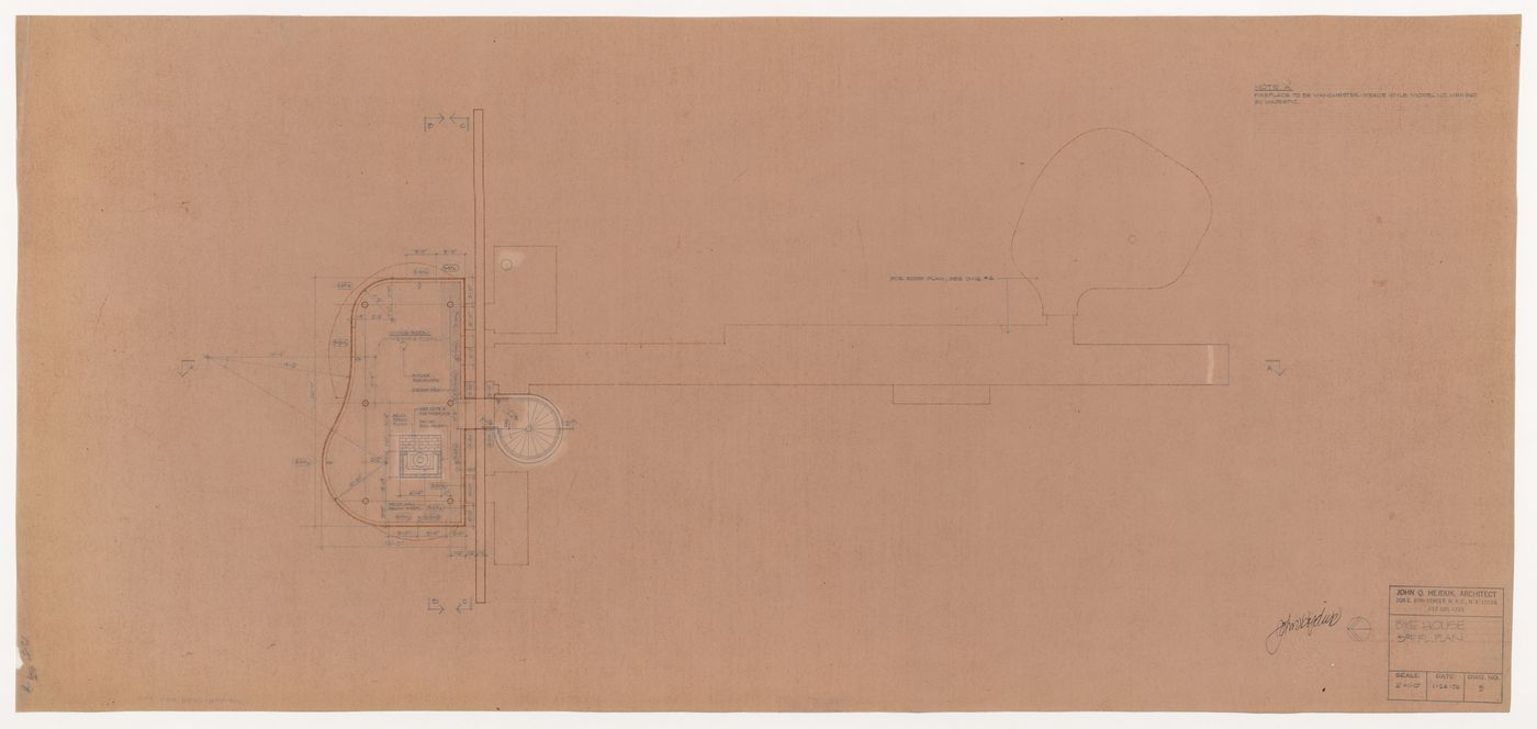 Third floor plan with annotations for Wall House 2 (Bye House)