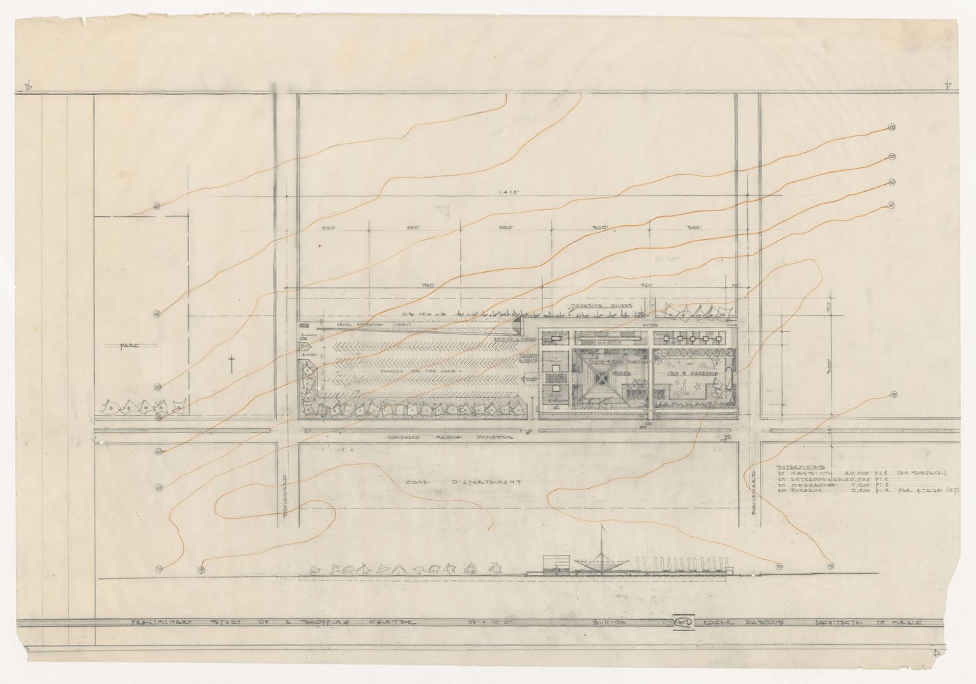 Plan du site pour le Centre d'achat "Nordique", Montréal, Québec