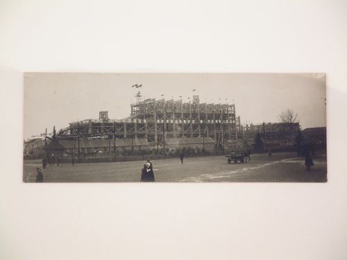 Exterior view of the Head Post Office under construction, Kharkov, Soviet Union (now in Ukraine)
