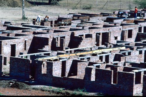 View of McGill's plot during construction at Aranya for the Aranya Housing Project, Indore, India