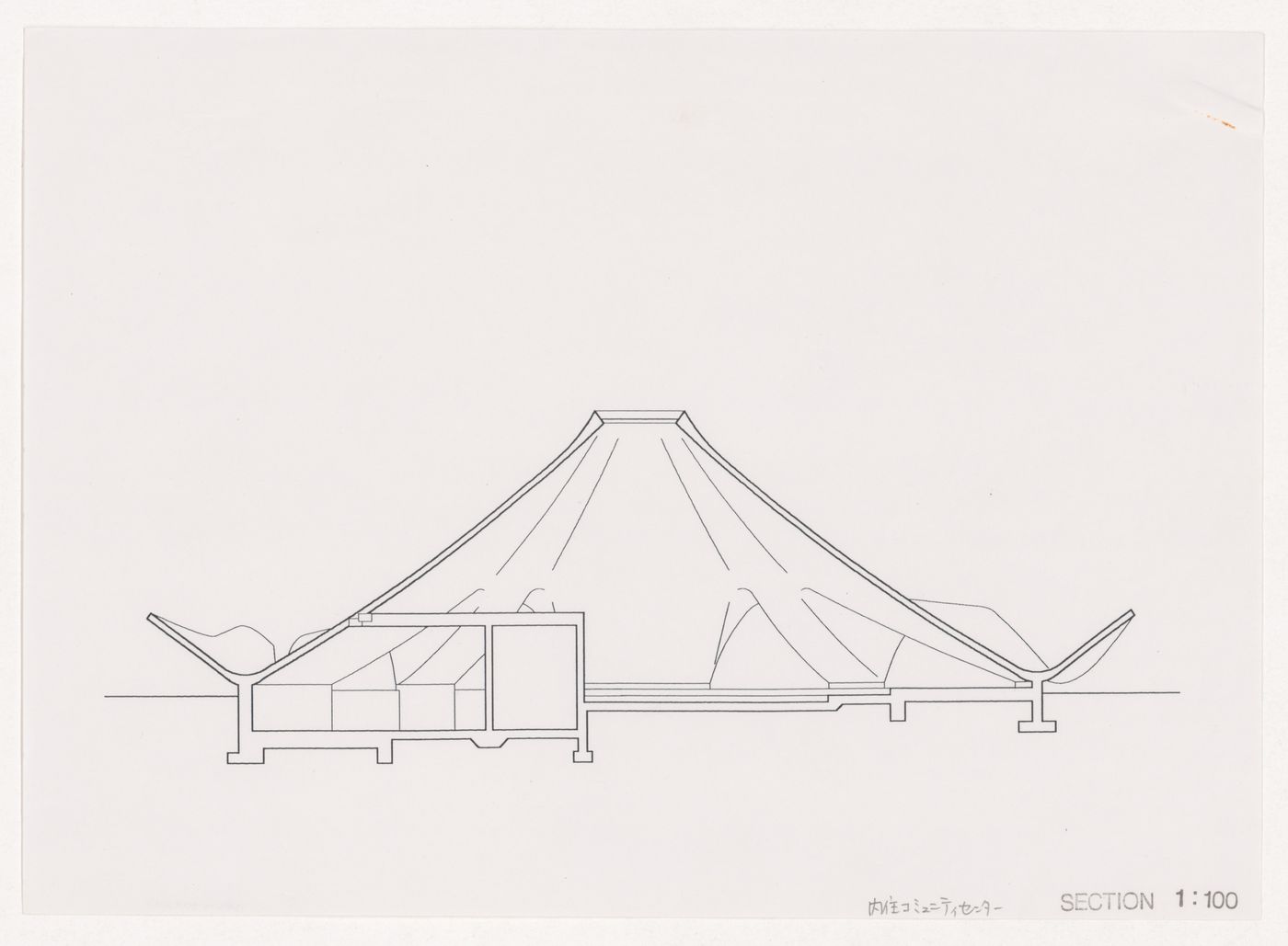 Section for Naiju Community Center and Nursery School, Fukuoka, Japan