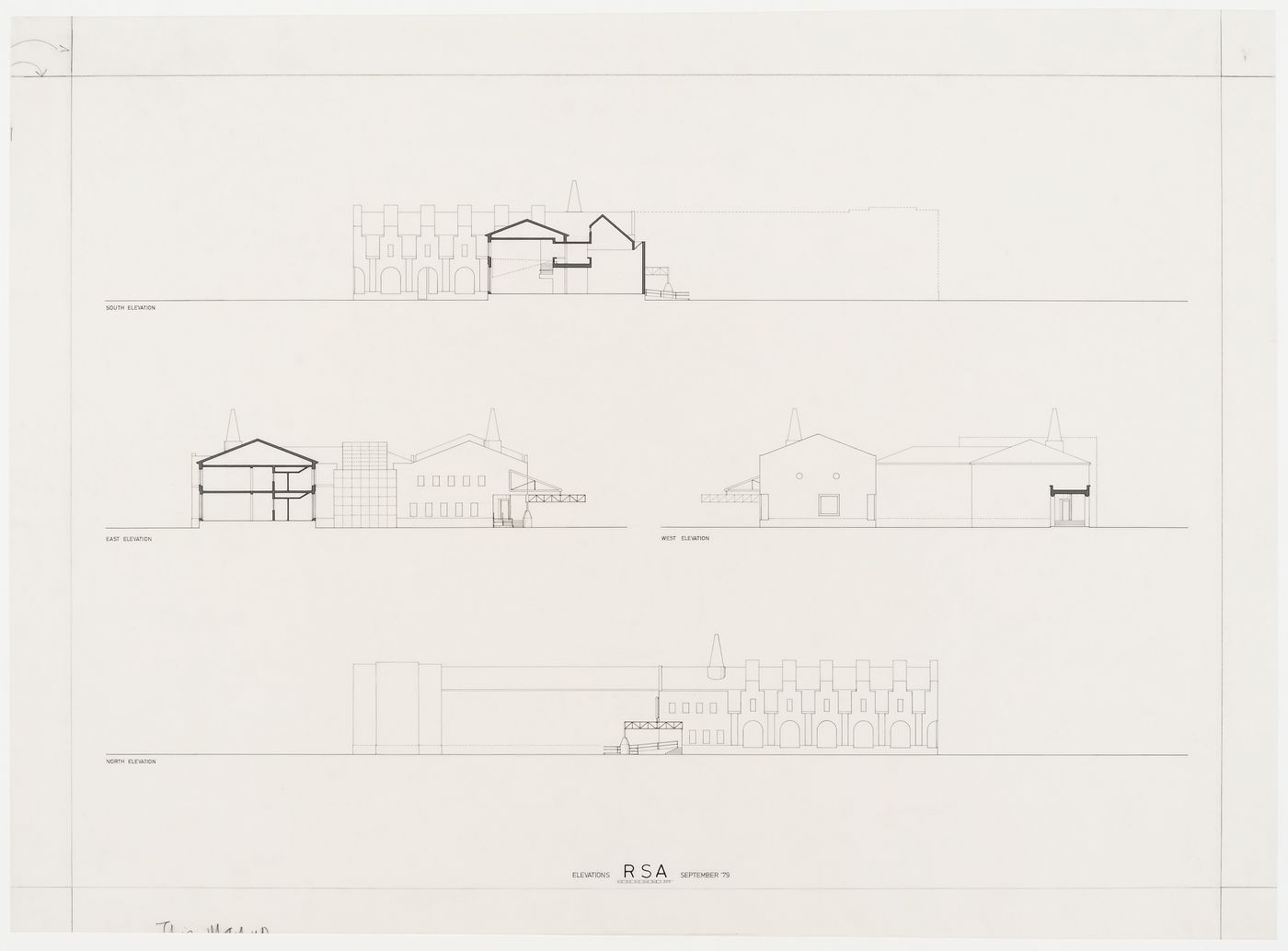 School of Architecture Addition, Rice University, Houston, Texas: elevations and sections