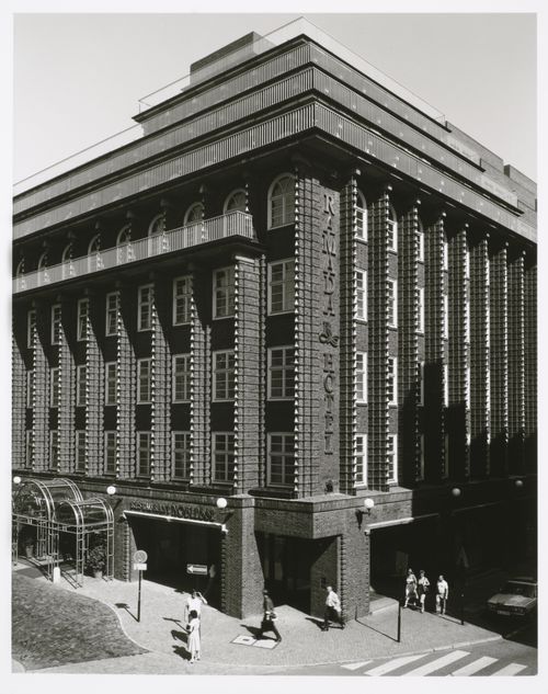 View of the principal and lateral façades of the Ramada Hotel (formerly the Broschekhaus), Grosse Bleichen 56, Hamburg, Germany